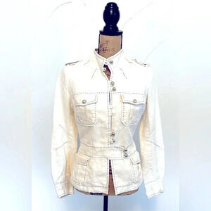 MUNTHE Plus SIMONSEN White Blazer Ramie Used Good EU 38
